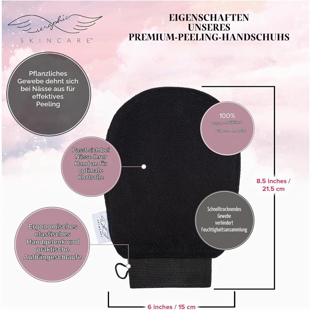 Seraphic Skincare (Original) Premium Exfoliating Mitt for Body (2 pc) – veganes Körperpeeling