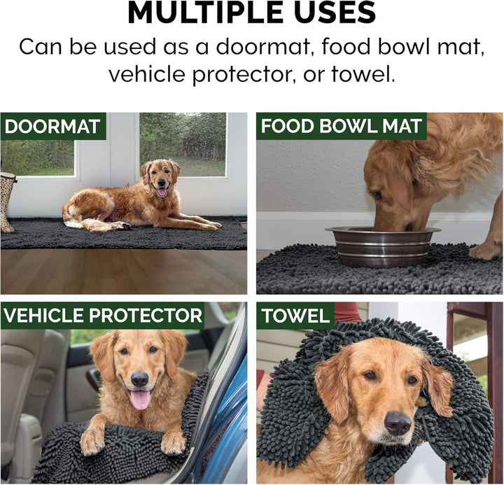 Furhaven XXL Runner Pet Door Mat Muddy Paws Absorbent Chenille Shammy Rug, Washable - Charcoal (Gray