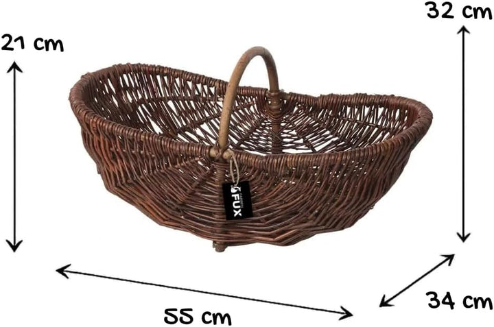 Holzkorb Weide oval ungeschält geflochten Kaminkorb 55cm