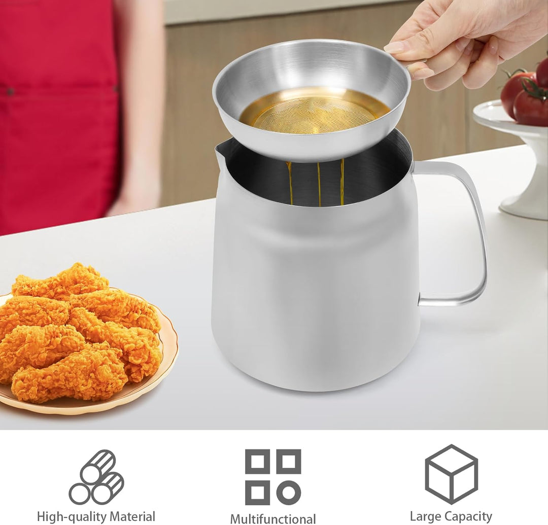 Friteuse mit Siebkorb 2 L Klein Frittiertopf öl, Haus&Outdoor-Camping Friteuse mit Griff, 304 Edelst
