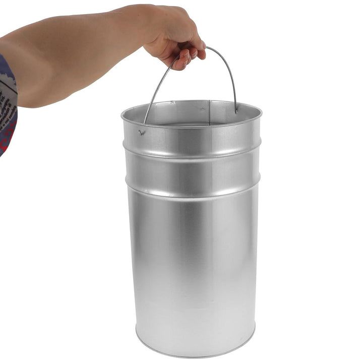 HEMOTON Verzinkter Rundbehälter aus Eisen, Silber, 1 Stück mit Griff