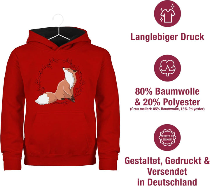 Shirtracer - Pullover Kinder Hoodie Jungen Mädchen - Tiermotiv Animal Print - Fuchs Fox Gechenk 140