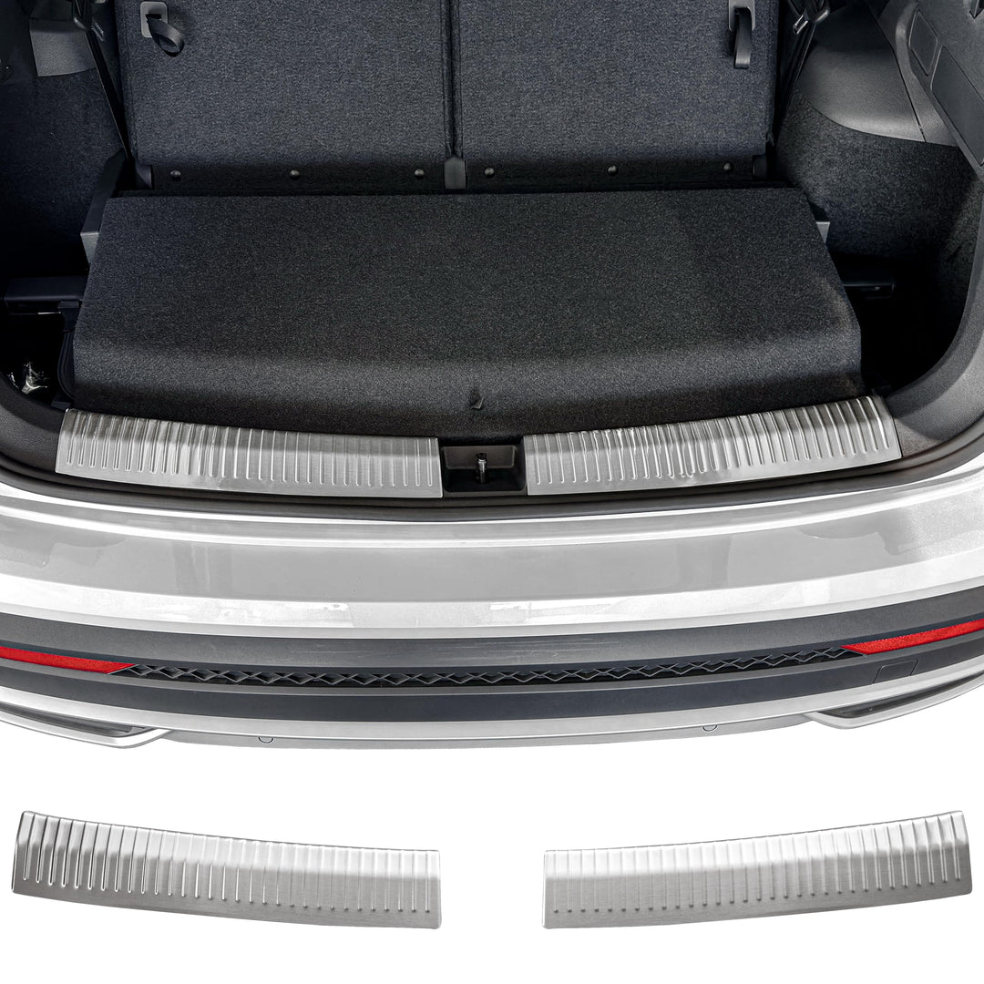 RECAMBO Ladekantenschutz Edelstahl matt gebürstet mit Textur - kompatibel für Seat Tarraco - KN2 - B