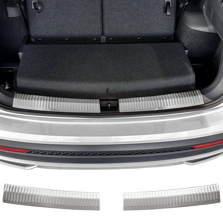 RECAMBO Ladekantenschutz Edelstahl matt gebürstet mit Textur - kompatibel für Seat Tarraco - KN2 - B