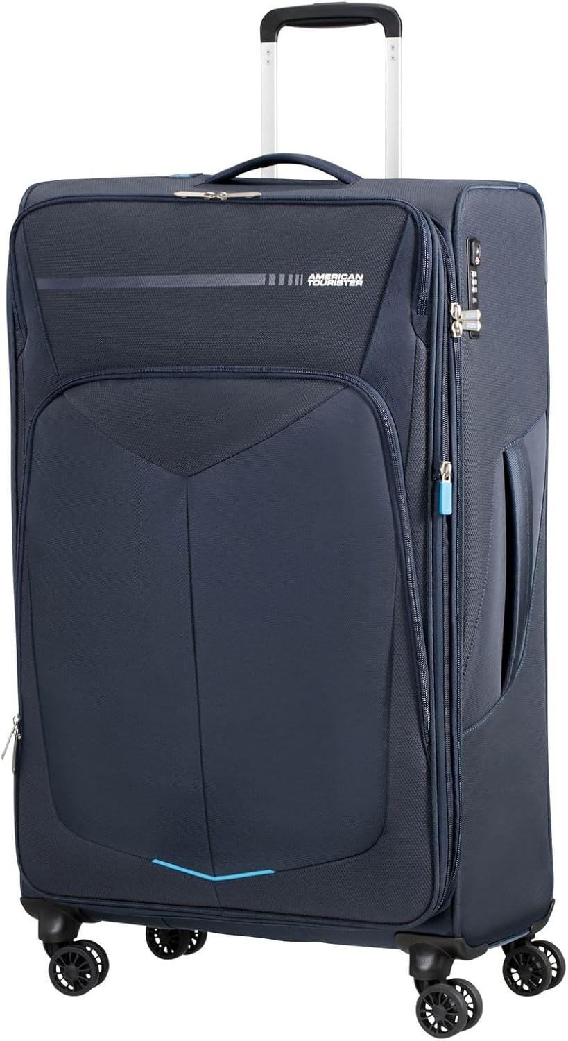 American Tourister Summerfunk Koffer, Blau (Navy), 79 cm, 119 Liter Spinner L Erweiterbar (79 cm - 1