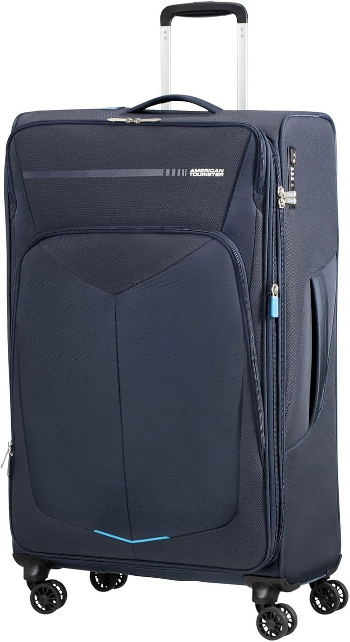 American Tourister Summerfunk Koffer, Blau (Navy), 79 cm, 119 Liter Spinner L Erweiterbar (79 cm - 1