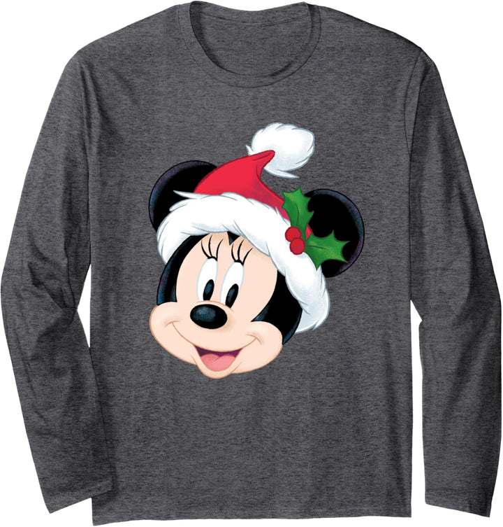Disney Minnie Mouse in Santa Hat Holiday Langarmshirt