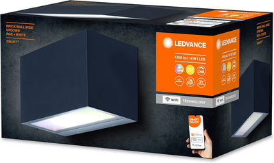 LEDVANCE SMART+ WI-FI WIDE BRICK RGB 14,5cm- dimmbare LED Wandleuchte dunkelgrau mit hochwertigem Al