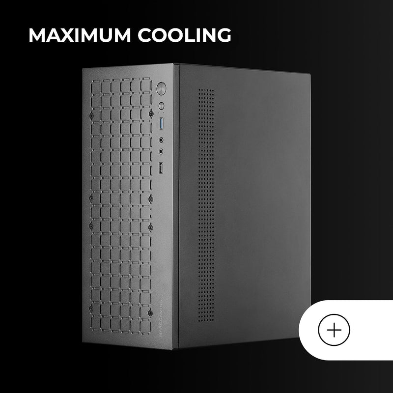 Mars Gaming MC-1000, Kompaktes MicroATX-Gehäuse, Metall-Mesh-Frontdesign, Volles Seitenfenster, 1x U