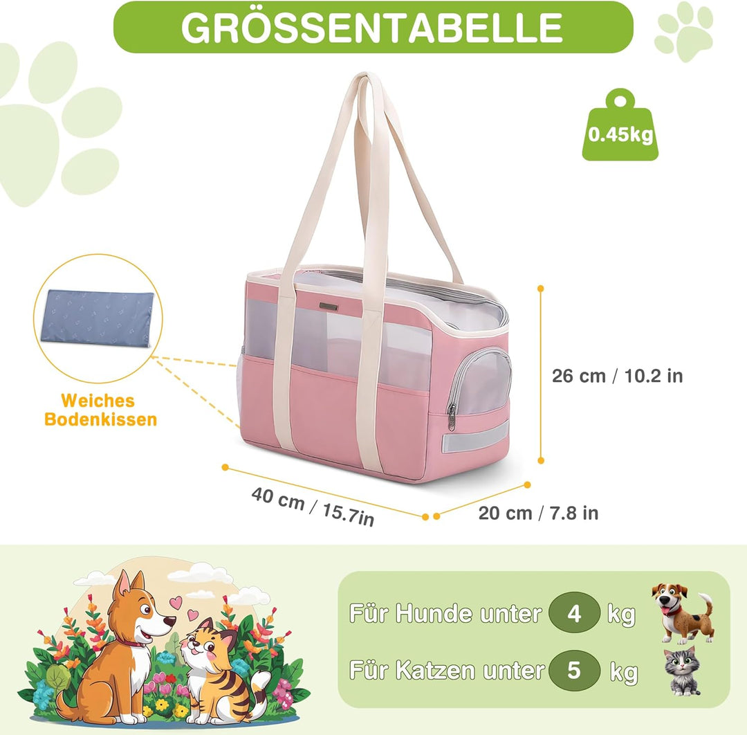 ALLSOPETS Hundetragetasche Haustier Tragetasche für Hunde und Katzen Atmungsaktiv Hundetasche mit He