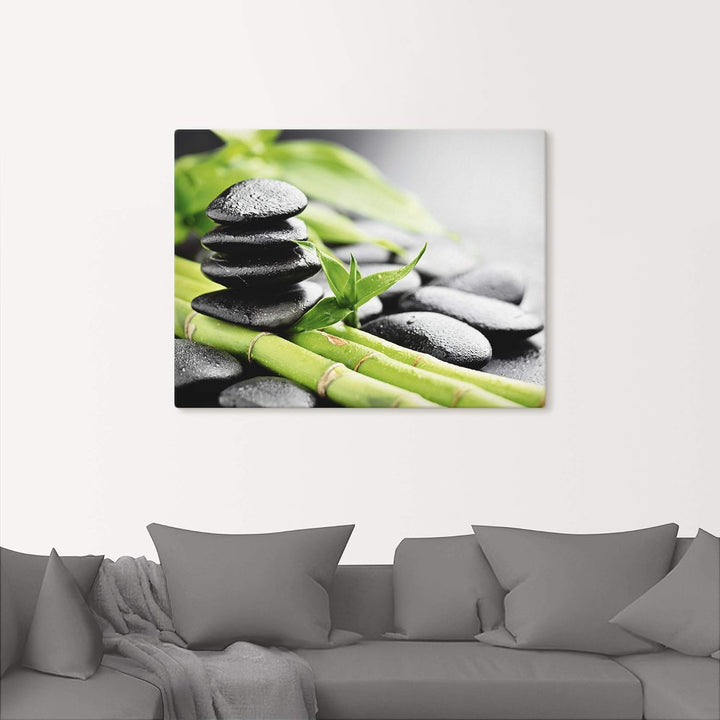 ARTland Leinwandbilder Wandbild Bild auf Leinwand 80x60 cm Asien Zen Spa Steine Bambus Asiatisch Wel