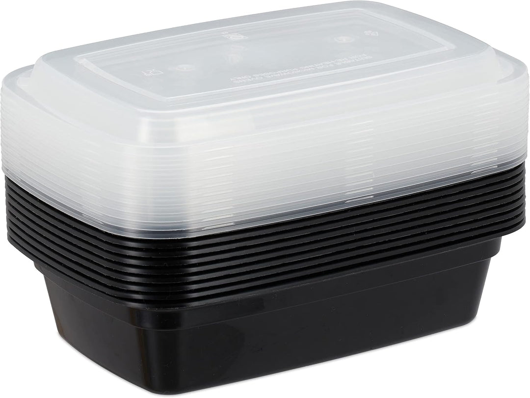 Relaxdays Meal Prep, 10er Set, 1 Fach, 1000 ml, mikrowellengeeignet, auslaufsicher, Food-Box, Kunsts