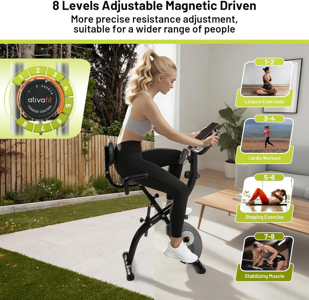 ATIVAFIT X-Bike Sport Fitnessfahrrad für Heimtrainer Fitnessbike für Ober-Und Unterkörper x-Bike mit