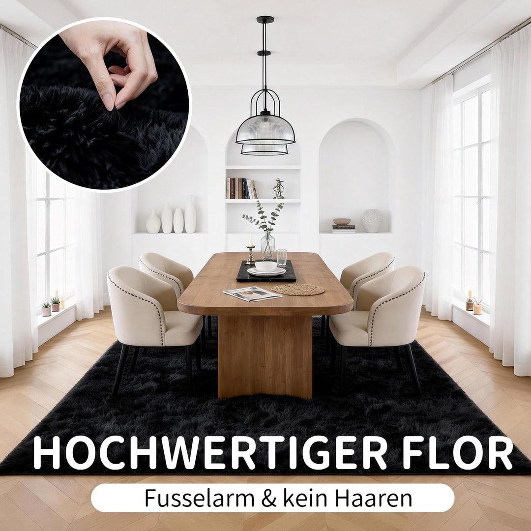 VOFUSHON Wohnzimmer Hochflor Teppich,Shaggy Flur Läufer Teppich Modern Flauschiger Weich Teppich Gro