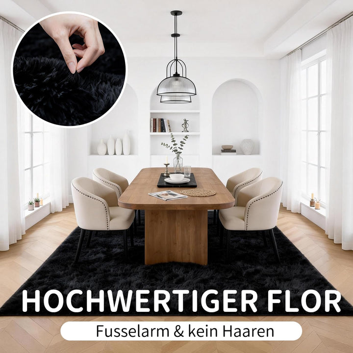 VOFUSHON Wohnzimmer Hochflor Teppich,Shaggy Flur Läufer Teppich Modern Flauschiger Weich Teppich Gro