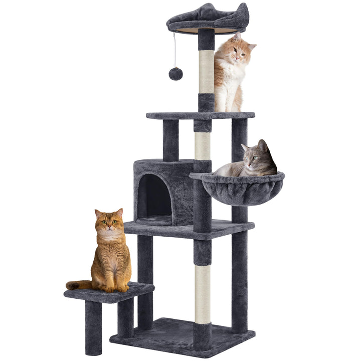 Yaheetech Kratzbaum Katzenkratzbaum 145 cm Stabiler Katzenbaum mit Aussichtsplattform Liegemulde Sis