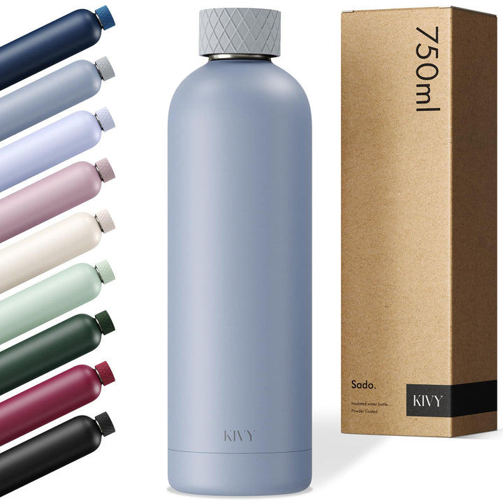 KIVY Edelstahl Trinkflasche 750ml - Auslaufsicher &amp; Kohlensäure geeignet | 24h kalt | 18h Heiss - Th