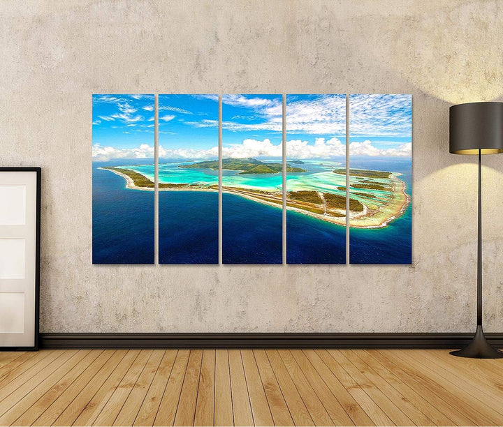 islandburner Bild auf Leinwand Bora Bora Insel Bilder Wandbilder Poster Leinwand 160x80cm - 5 Teile