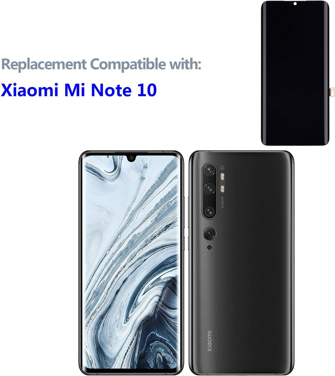 swark AMOLED Display Kompatibel mit Mi Note 10 / Mi Note 10 Lite/Mi Note 10 Pro (Schwarz Ohne Rahmen