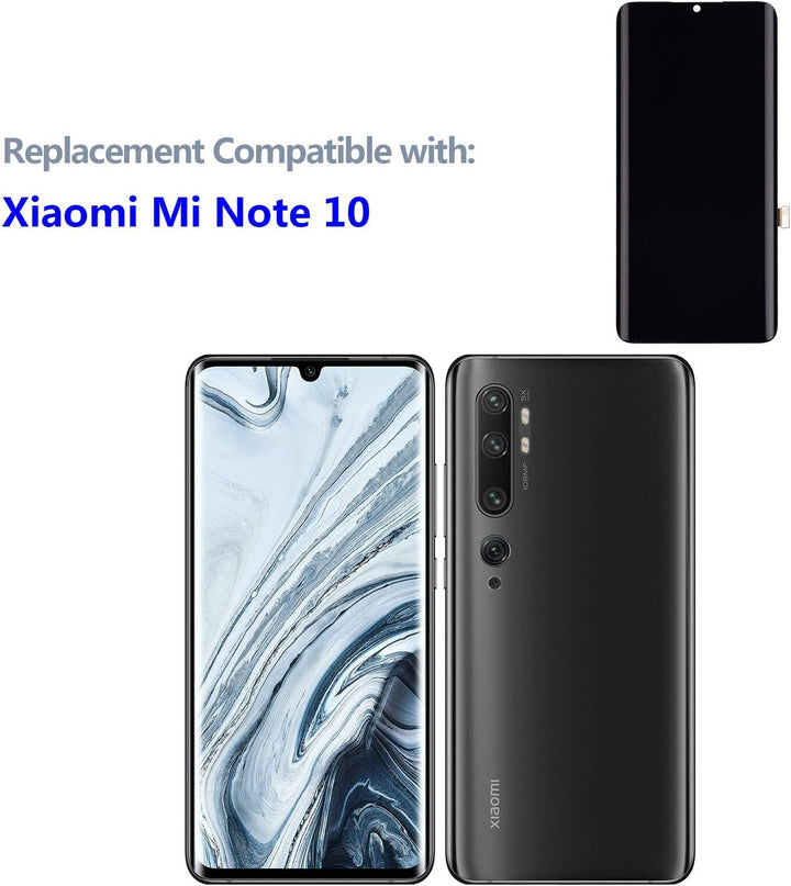 swark AMOLED Display Kompatibel mit Mi Note 10 / Mi Note 10 Lite/Mi Note 10 Pro (Schwarz Ohne Rahmen