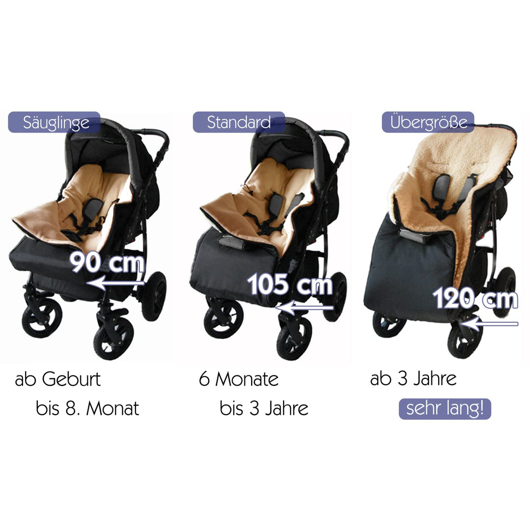 Baby-Joy Fusssack KAI XL 105cm FILZFREI | Lammwolle/Polyester Thermofusssack Buggy Kinderwagen Schli