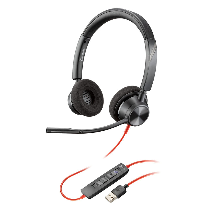 Plantronics – Blackwire 3320 USB-A (Poly) – kabelgebundenes Zwei-Ohr Headset (Stereo) mit Mikrofonar