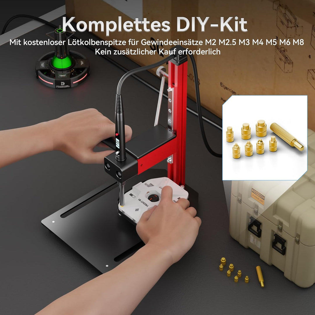 Einschmelzhilfe für Gewindeeinsätze, Aluminiumlegierung Heat Set Insert Tool, Vertikales Einschmelzw