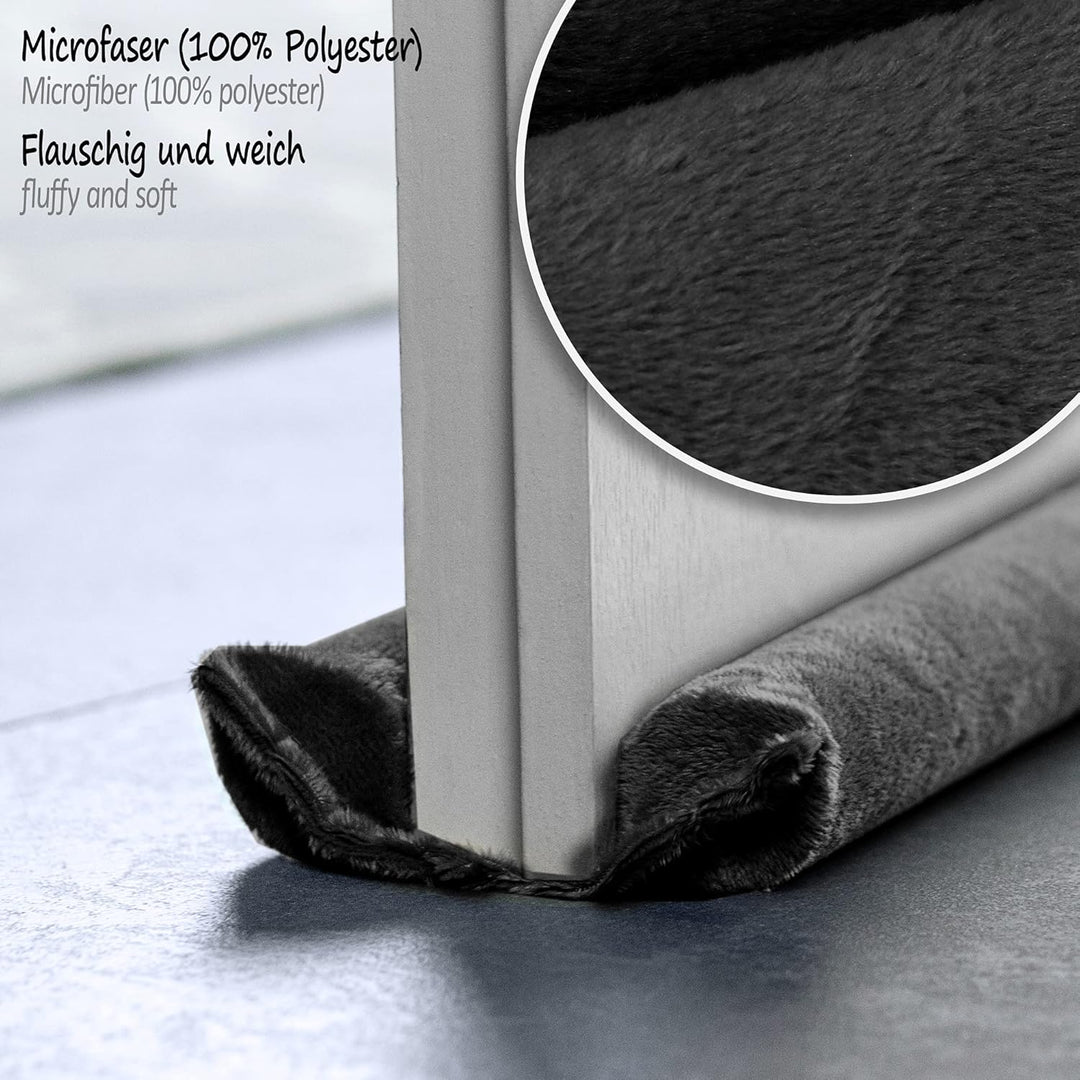 com-four® 2X Zugluftstopper für die Tür - Mikrofaser Türbodendichtung - Luftzugstopper mit Doppeldic