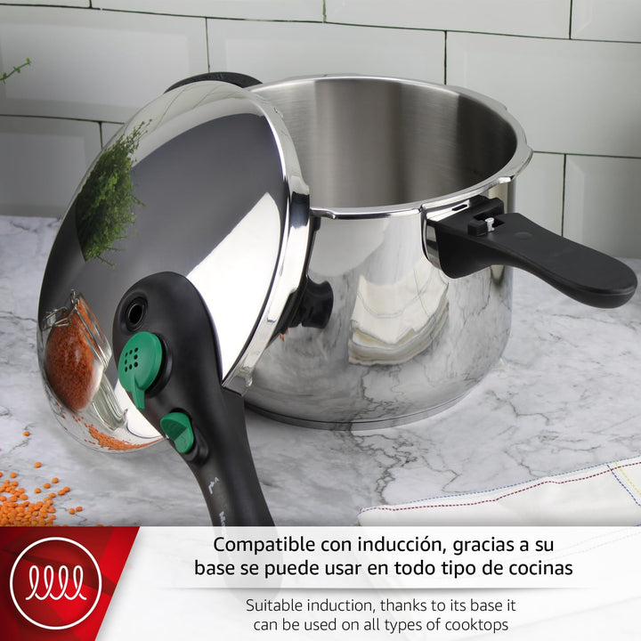 MAGEFESA ® Dynamic Schnellkochtopf 6 Liter + Korb, hergestellt aus 18/10 Edelstahl, für alle Herdart