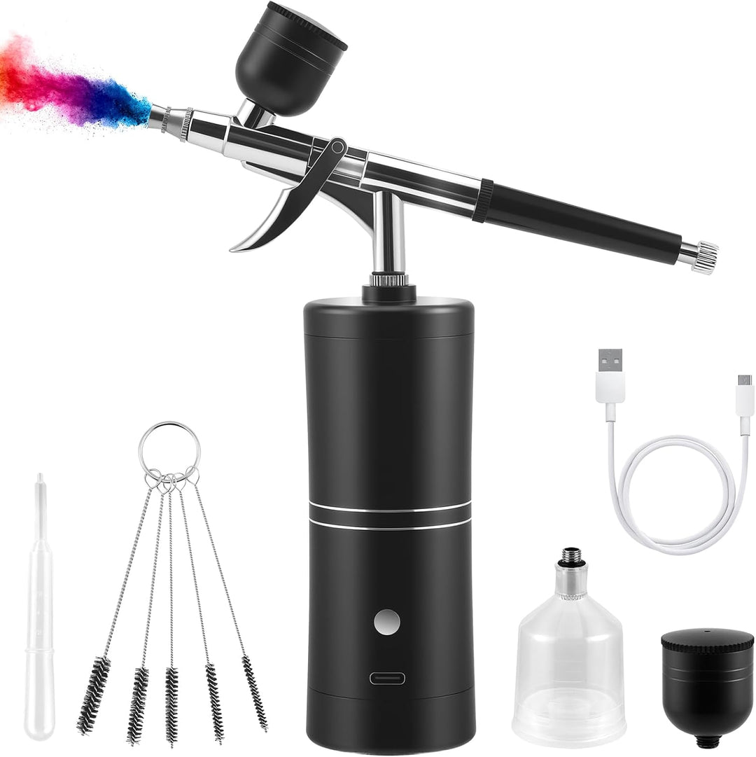 Airbrush-Set mit Kompressor – tragbar und wiederaufladbar, mit einer 0,3-mm-Düse, 5 Reinigungsnadeln