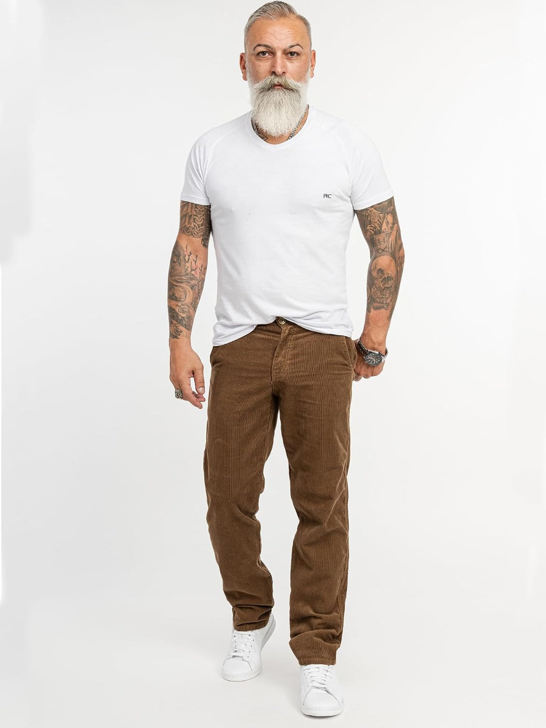 Rock Creek Herren Cord Hose Regular Fit Chino Hose RC-2156 31W / 30L Dunkelbeige, 31W / 30L Dunkelbe