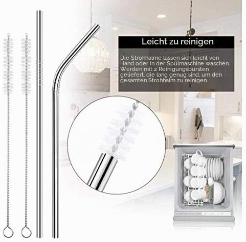 Riedel 5414/67 Gin Tonic Gläser Set 4 Stück + Gratis 4er Set EKM Living Edelstahl Strohhalme (Silber