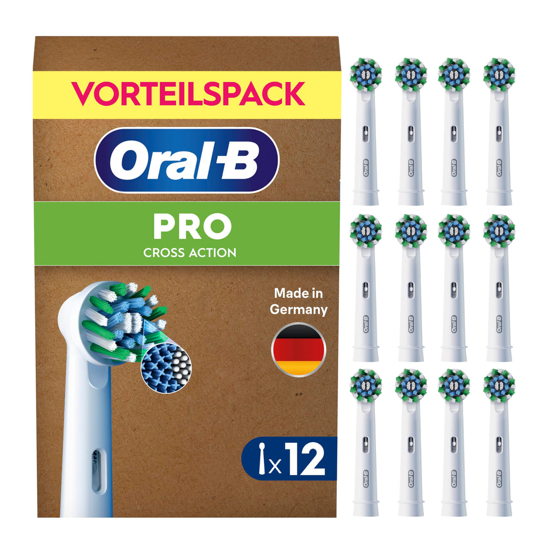 Oral-B Pro CrossAction Aufsteckbürsten für elektrische Zahnbürste, 12 Stück, überlegene Zahnreinigun