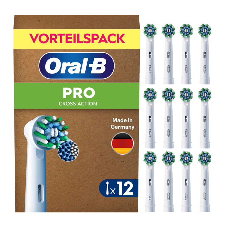 Oral-B Pro CrossAction Aufsteckbürsten für elektrische Zahnbürste, 12 Stück, überlegene Zahnreinigun