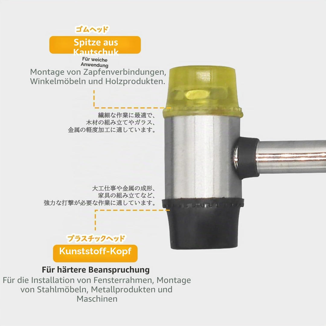 BOOSDEN Doppelkopf Gummihammer, 25 mm Mini Gummihammer mit Rutschfestem Gummigriff für Leder, Holz,