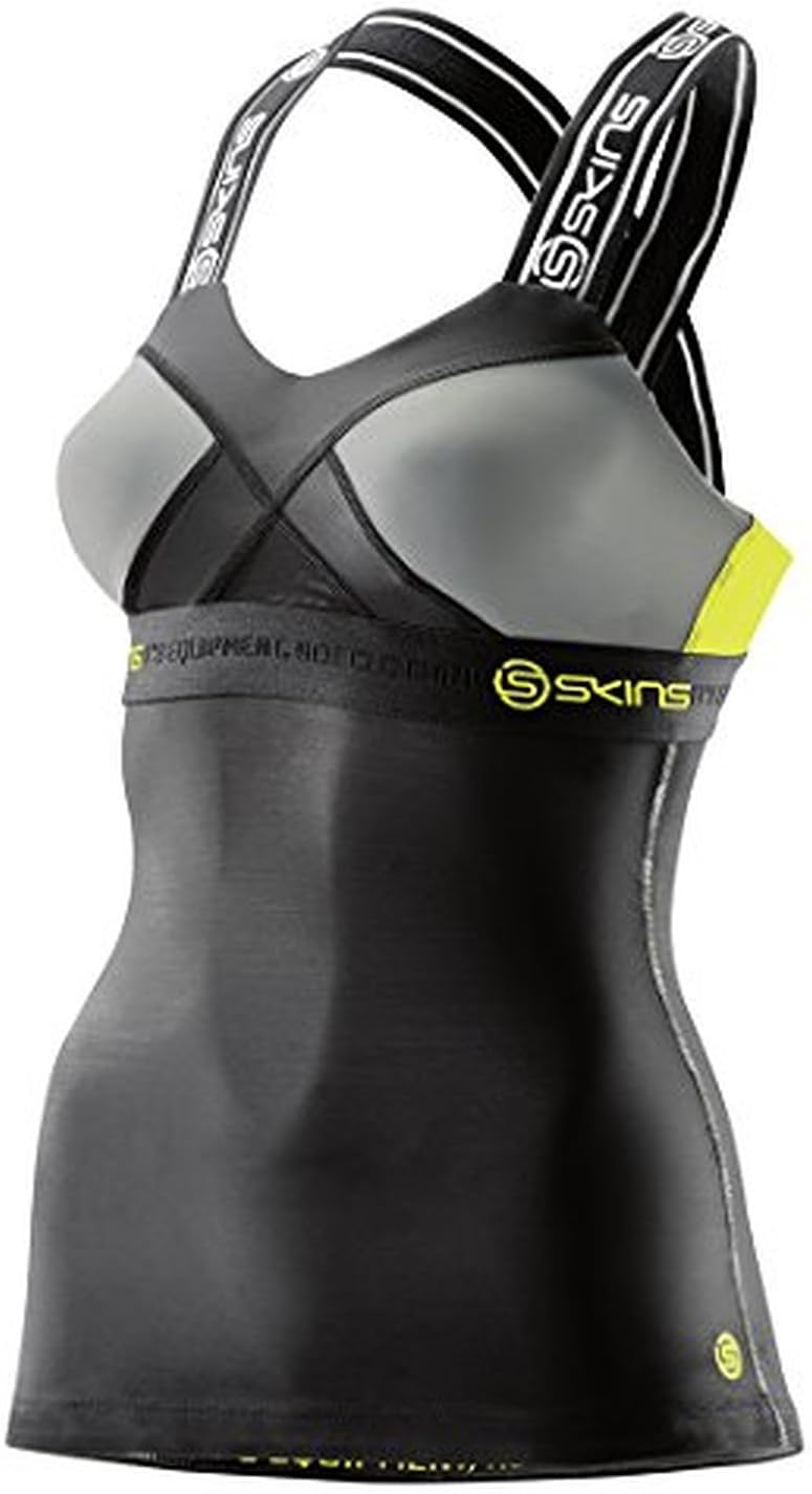 Skin's Skins Kompressionstop für Damen FR : XS (Taille Fabricant : FXS) Black/Limoncello, FR : XS (T
