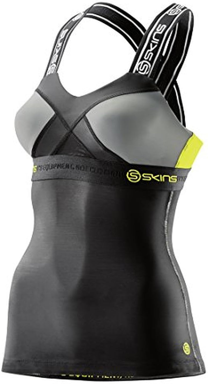 Skin's Skins Kompressionstop für Damen FR : XS (Taille Fabricant : FXS) Black/Limoncello, FR : XS (T