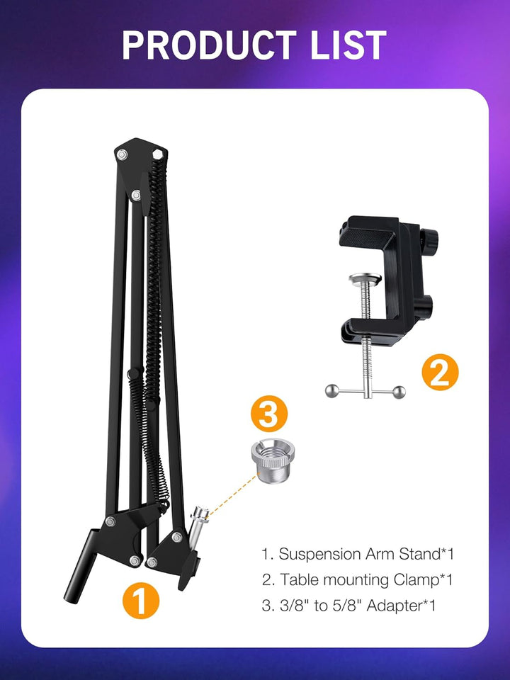 SUNMON für HyperX SoloCast / 2 Mikrofon Arm, Universeller SoloCast 2 Mikrofonarm Tisch Mikrofonständ