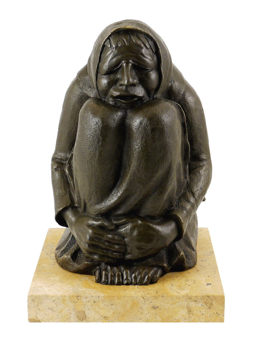 Moderne Bronzefigur - Frierende Alte (1937) - signiert - Ernst Barlach Skulpturen kaufen - Moderne K