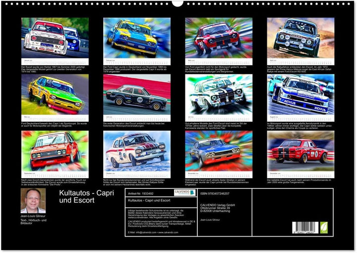 Kultautos - Capri und Escort (Wandkalender 2026 DIN A2 quer), CALVENDO Monatskalender: Autos mit spo