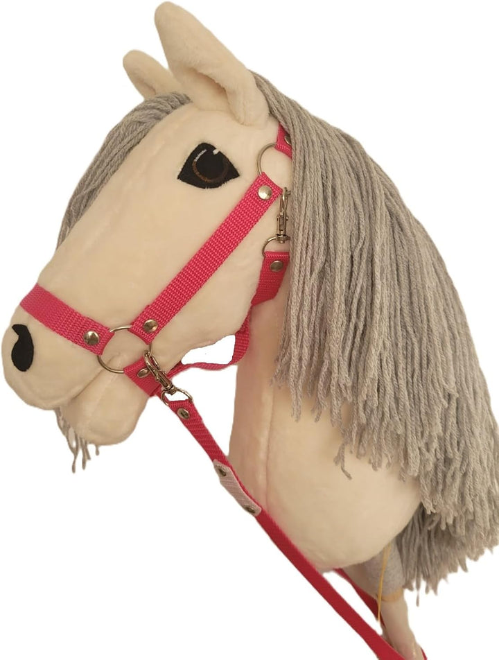 HORSE & toys Hobby Horse Gross A3 (Pferd auf Stock) mit Halfter wie Abbildung (schwarz) für Kinder,
