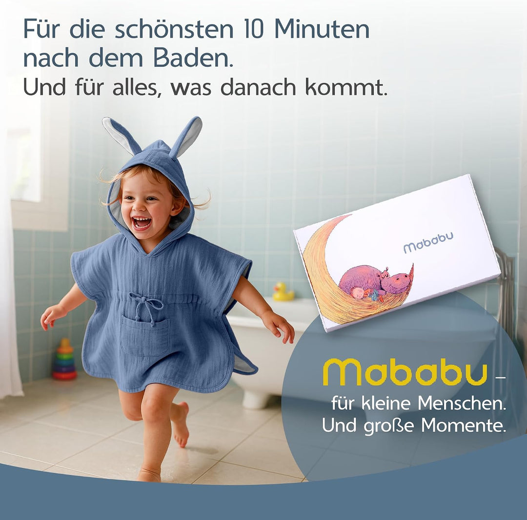 Badeponcho Baby &amp; Kinder EXTRA weich (100% Bio-Baumwolle) | Kinder Badeponcho 1-7 Jahre| Handtuch Po