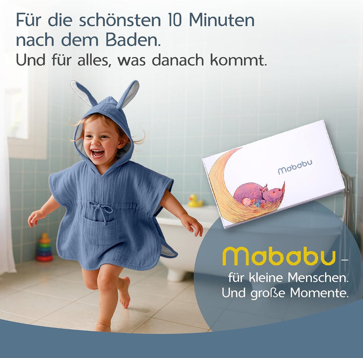 Badeponcho Baby &amp; Kinder EXTRA weich (100% Bio-Baumwolle) | Kinder Badeponcho 1-7 Jahre| Handtuch Po