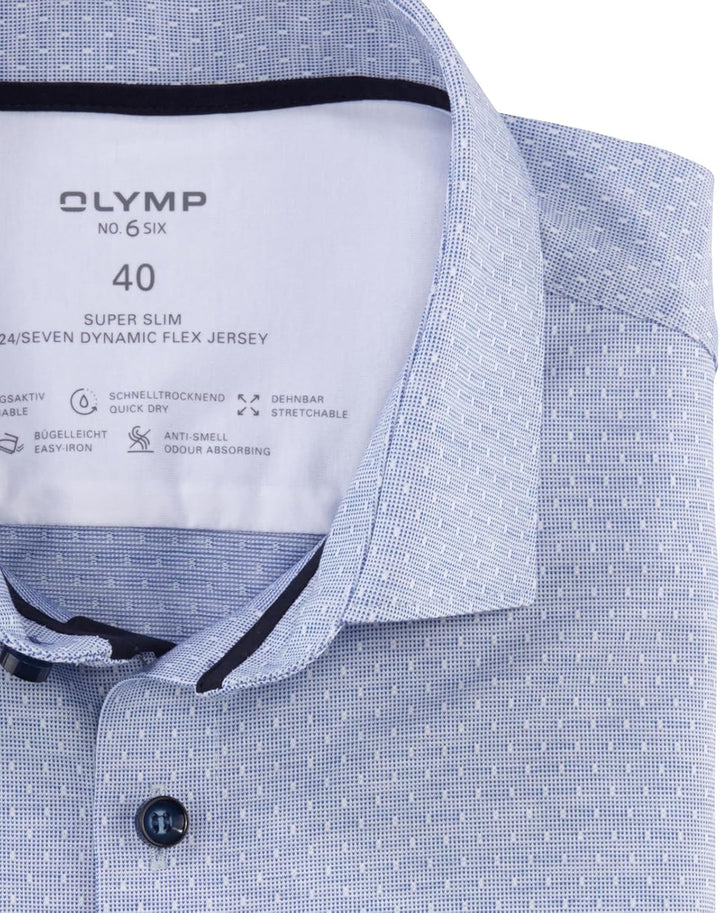 OLYMP Herren Businesshemd Langarm No. Six 24/Seven,Twill,super Slim,Modern Kent 38 Royal 19, 38 Roya