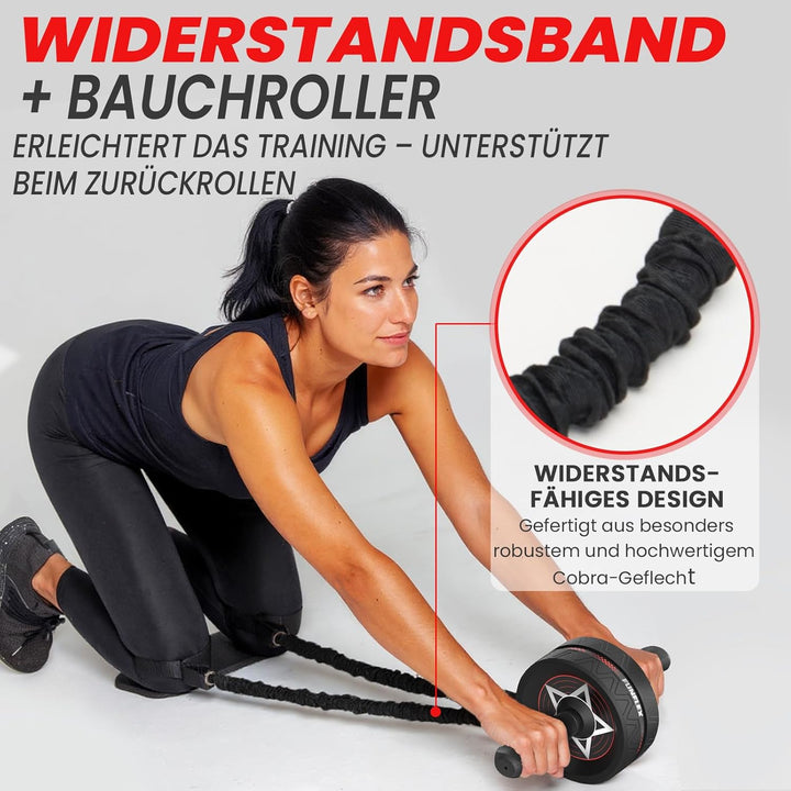 FUNFLEX Bauchroller - Bauchmuskeltrainer Set - Oberkörpertrainings Pack - Home Gym Equipment - Heimf
