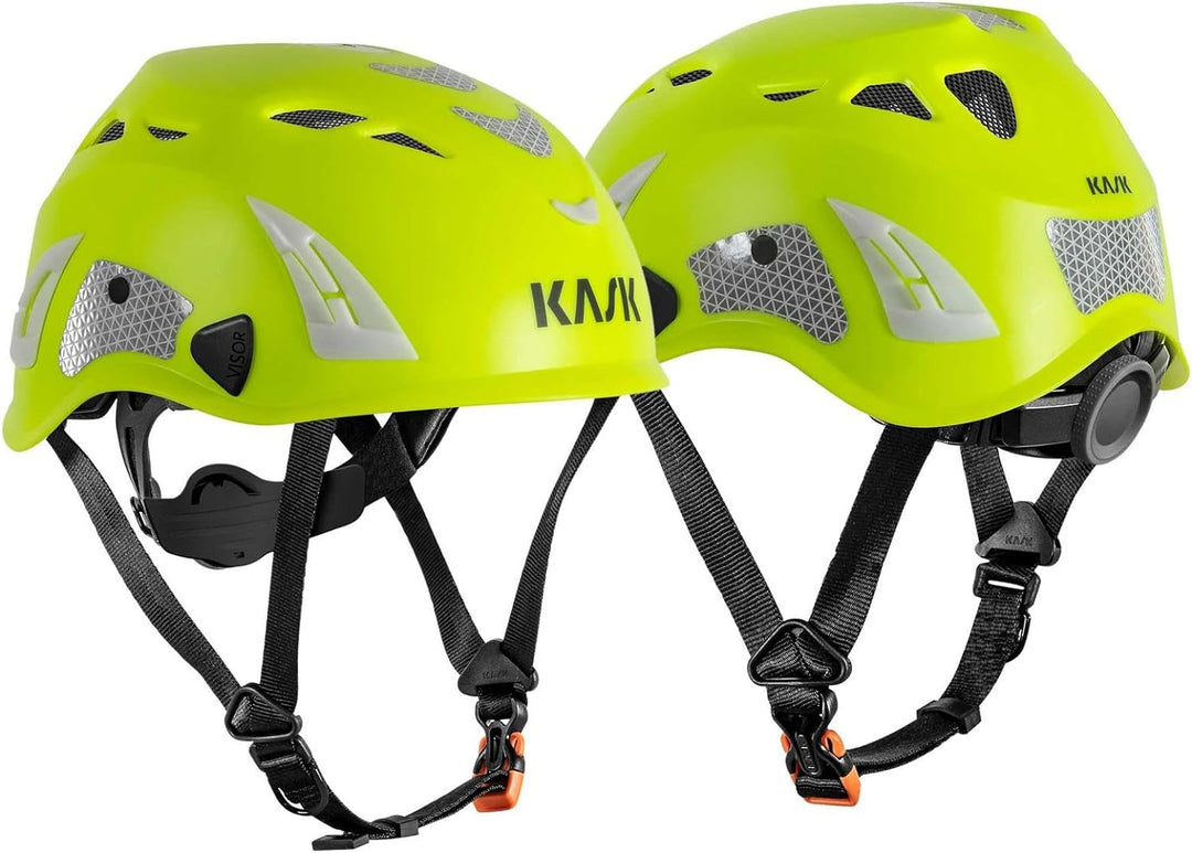 KASK Schutzhelm Superplasma AQ HI VIZ - Arbeitsschutzhelm, Drehrad, Reflexstreifen, EN 397 blau/gelb
