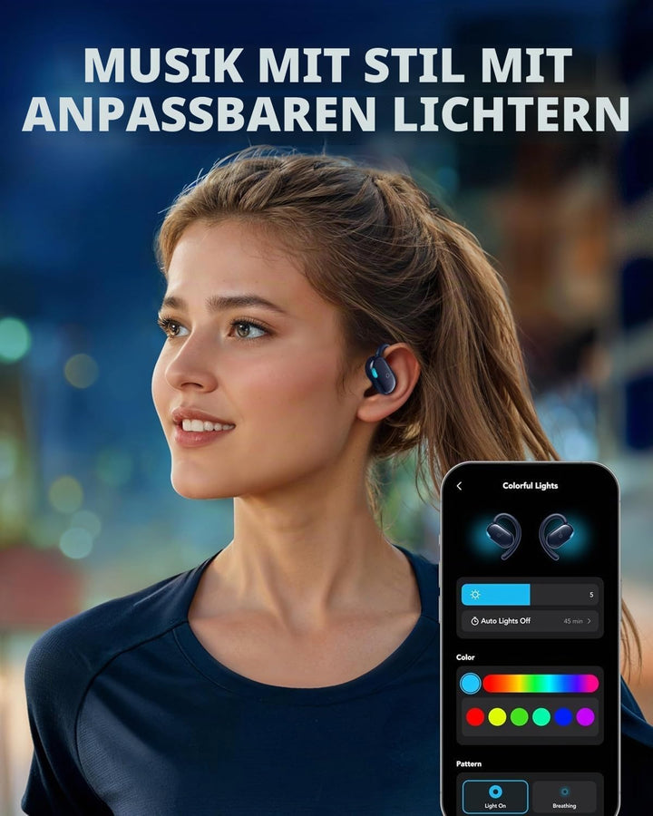 soundcore Anker V20i Open-Ear Headphones, Adjustable Ear Hooks, Noise-Free Calls, IP55, LED, 36 Hour