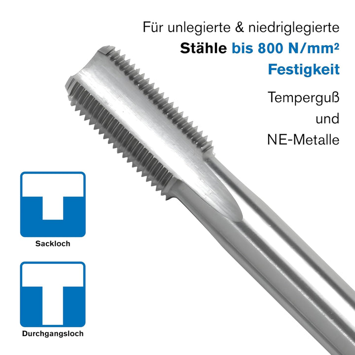 Handgewindebohrer Satz MF12 | 2-teilig | DIN 2181 HSS-G | Gewindeschneider MF 12 x 1,25 | Gewindeboh