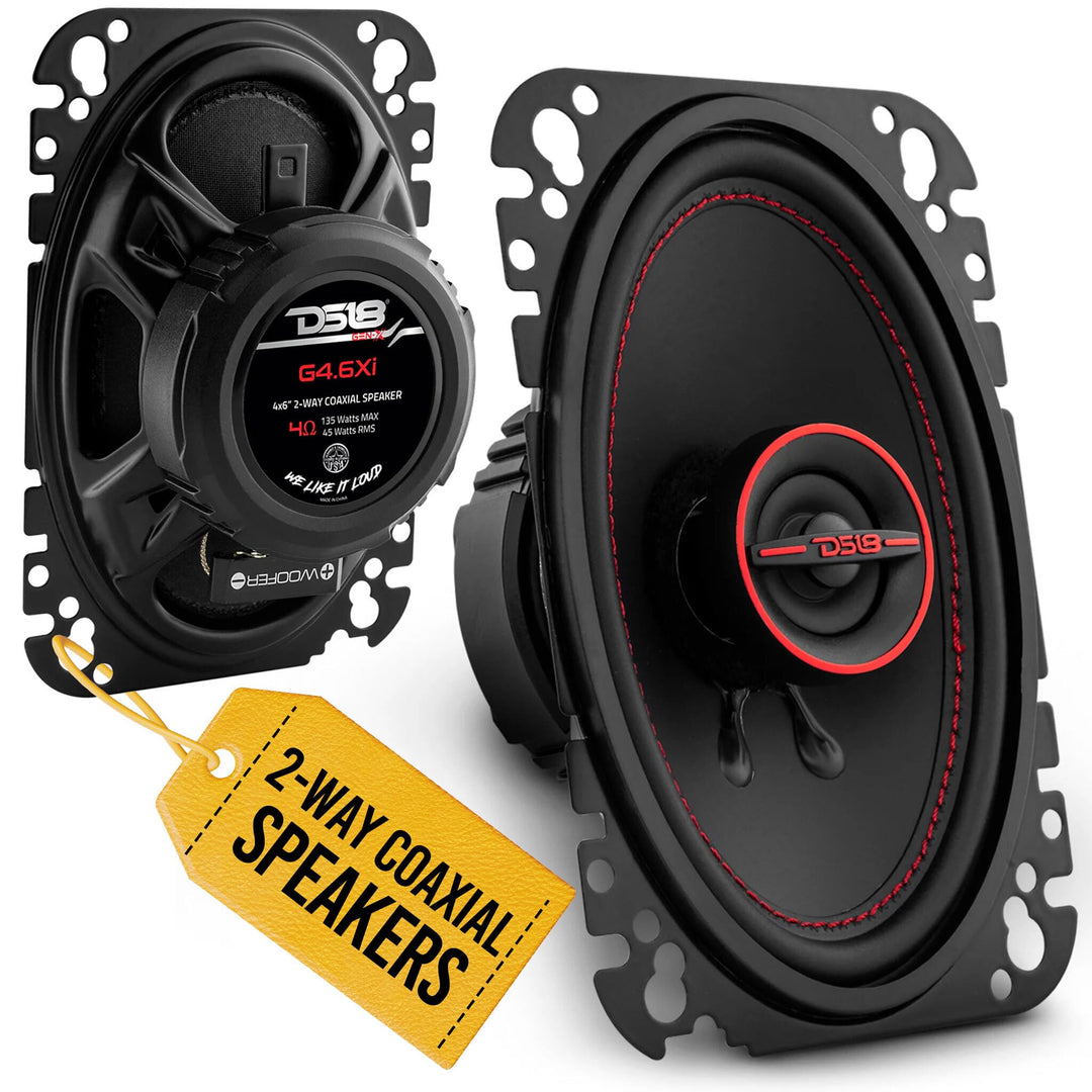 DS18 GEN-X4.6 4x6 135 Watt 2-Wege-Koaxial-Lautsprecher 4-Ohm - Verkauft als Paar 2 Schwarz Neues Mod