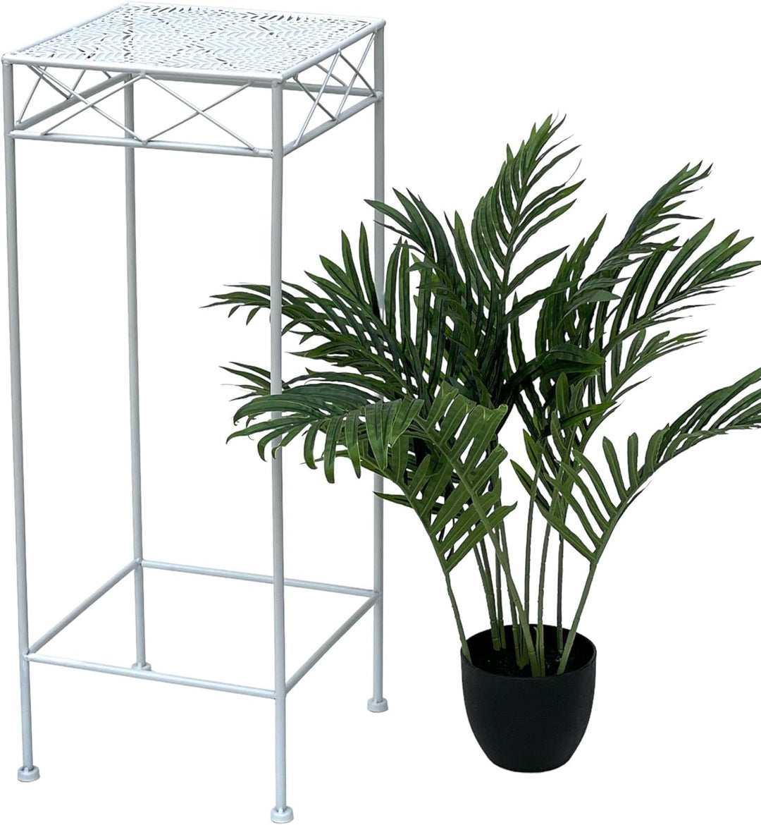 DanDiBo Blumenhocker Weiss Metall Eckig 70-50 cm Blumenständer 96314 Beistelltisch Blumensäule Moder